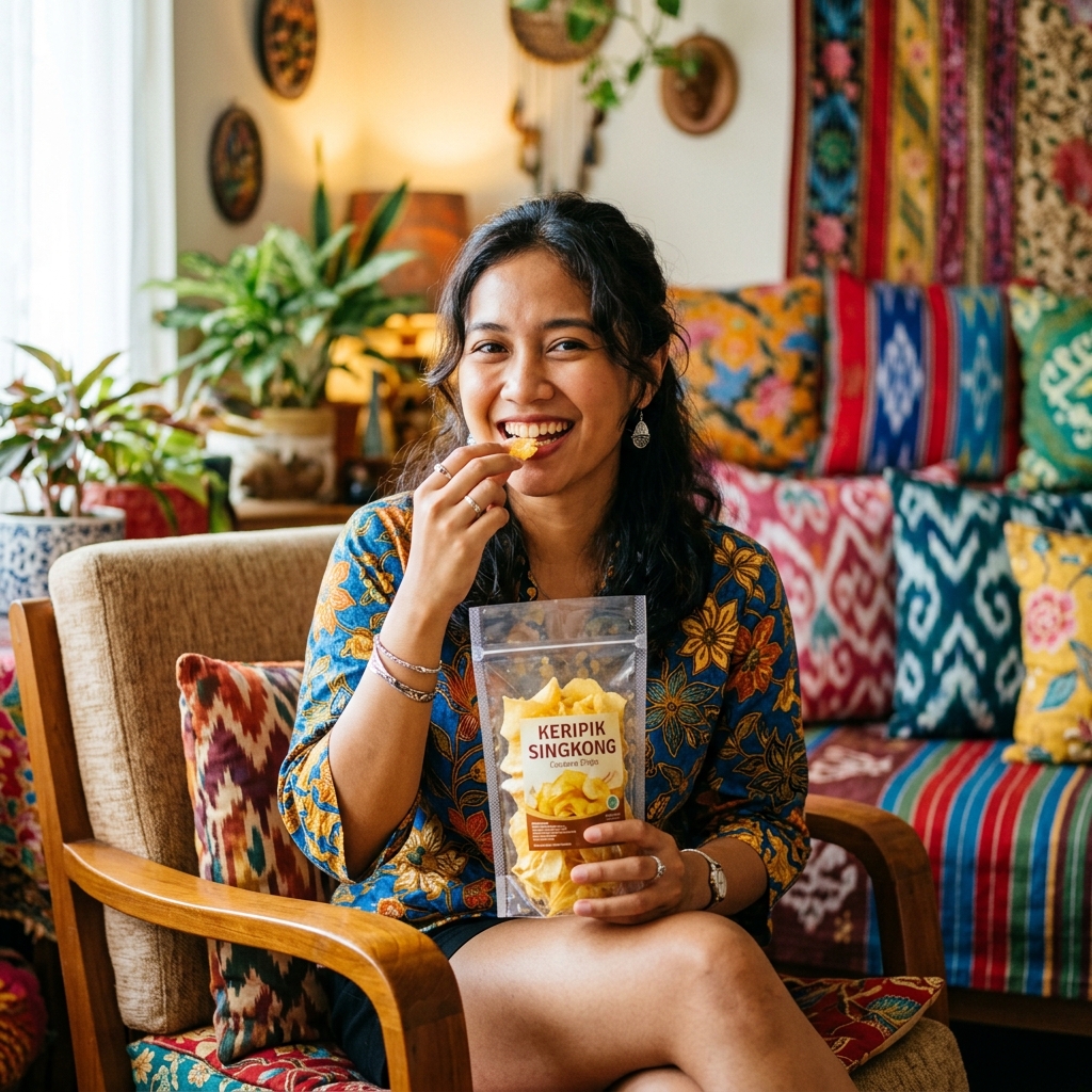 Woman eating snack